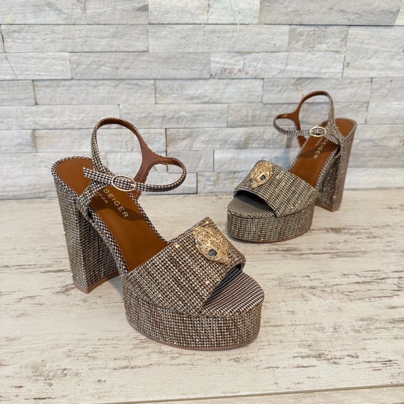 Kurt Geiger London Houndstooth Embellished KENSINGTON PLATFORM HEEL Size 39 NEW - Picture 16 of 16